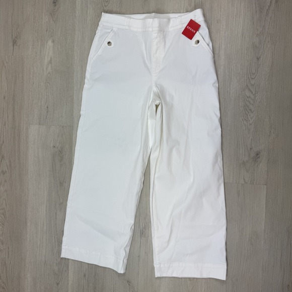 SPANX Stretch Twill Cropped Wide Leg Pull On Pant Womens XL White $128 20312R - Picture 4 of 6